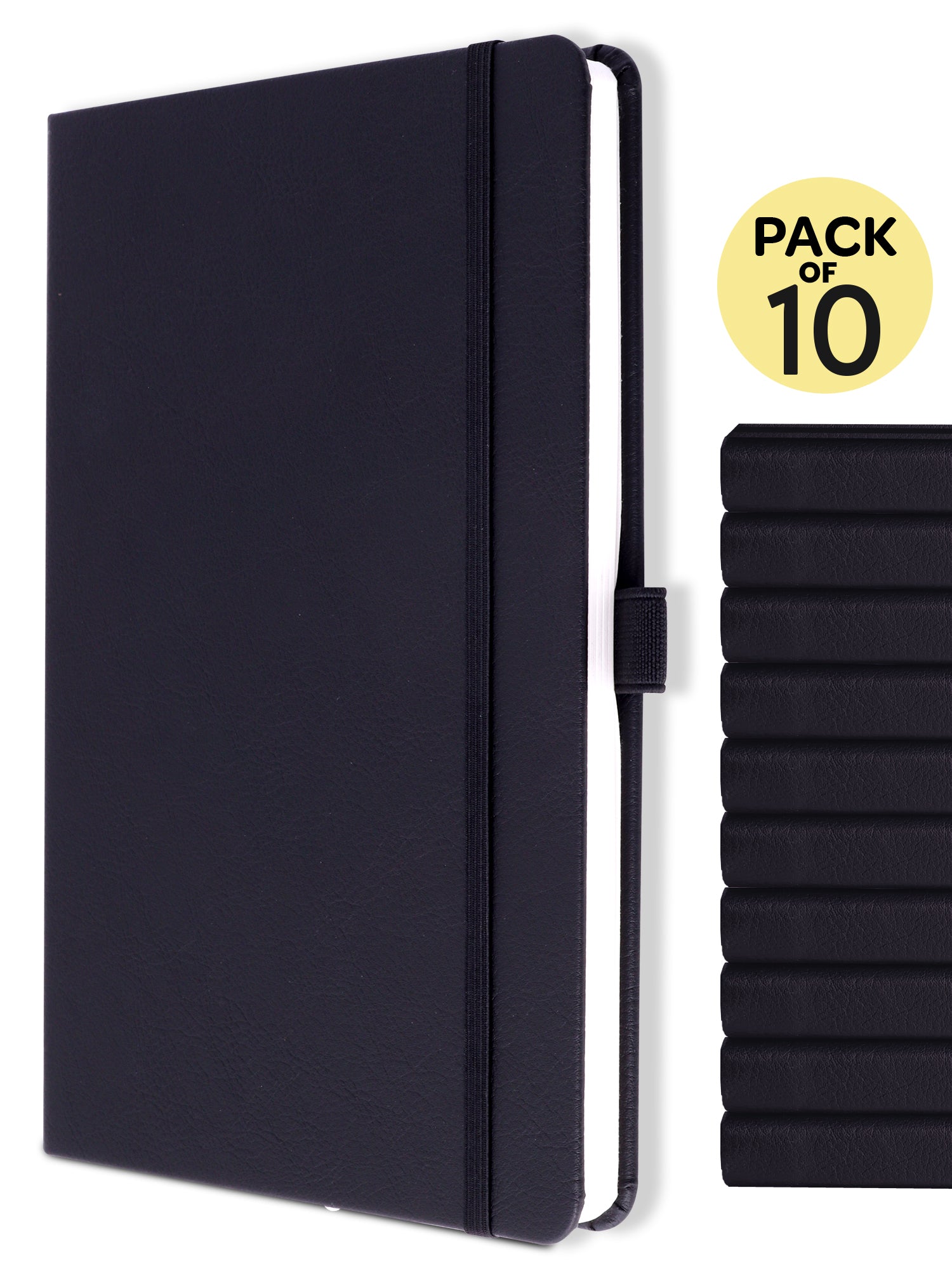 Pack of 10 Executive Notebooks — Premium PU Leather + Free Name ...