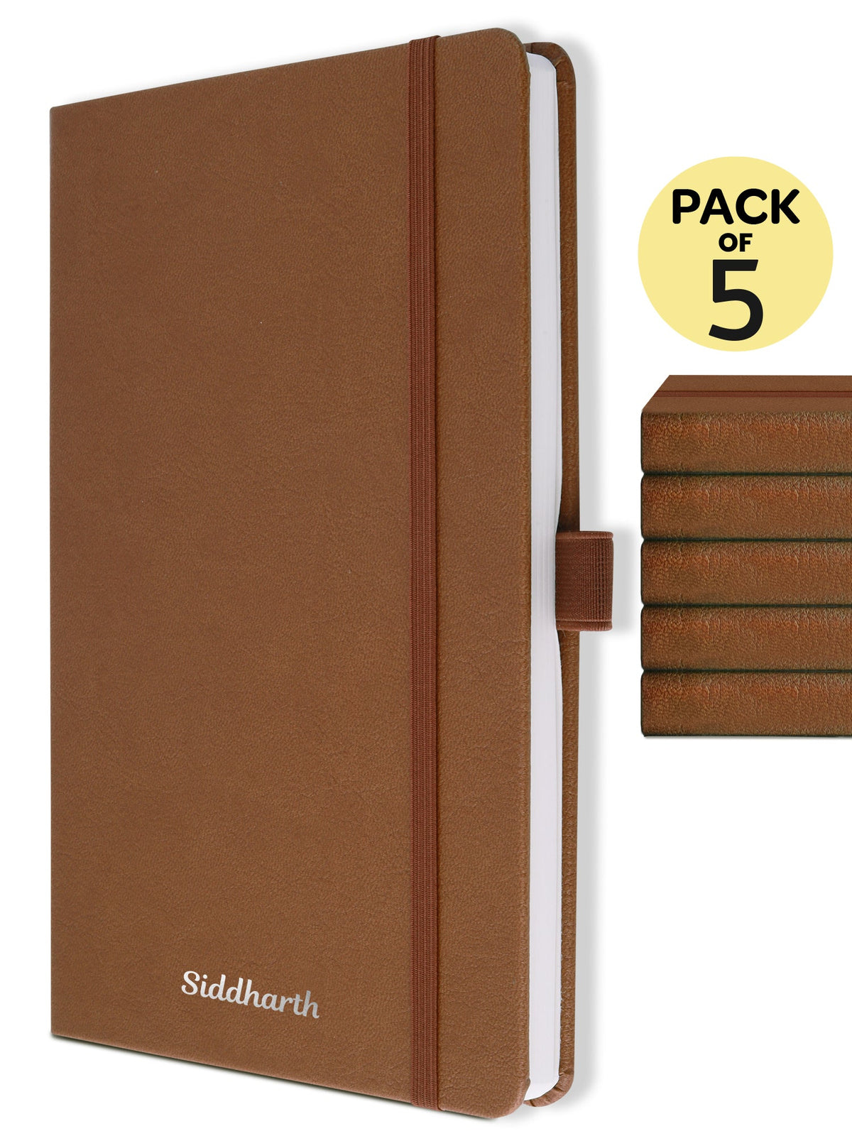 Personalized A5 Executive Notebook - Pack of 5 (Brown)