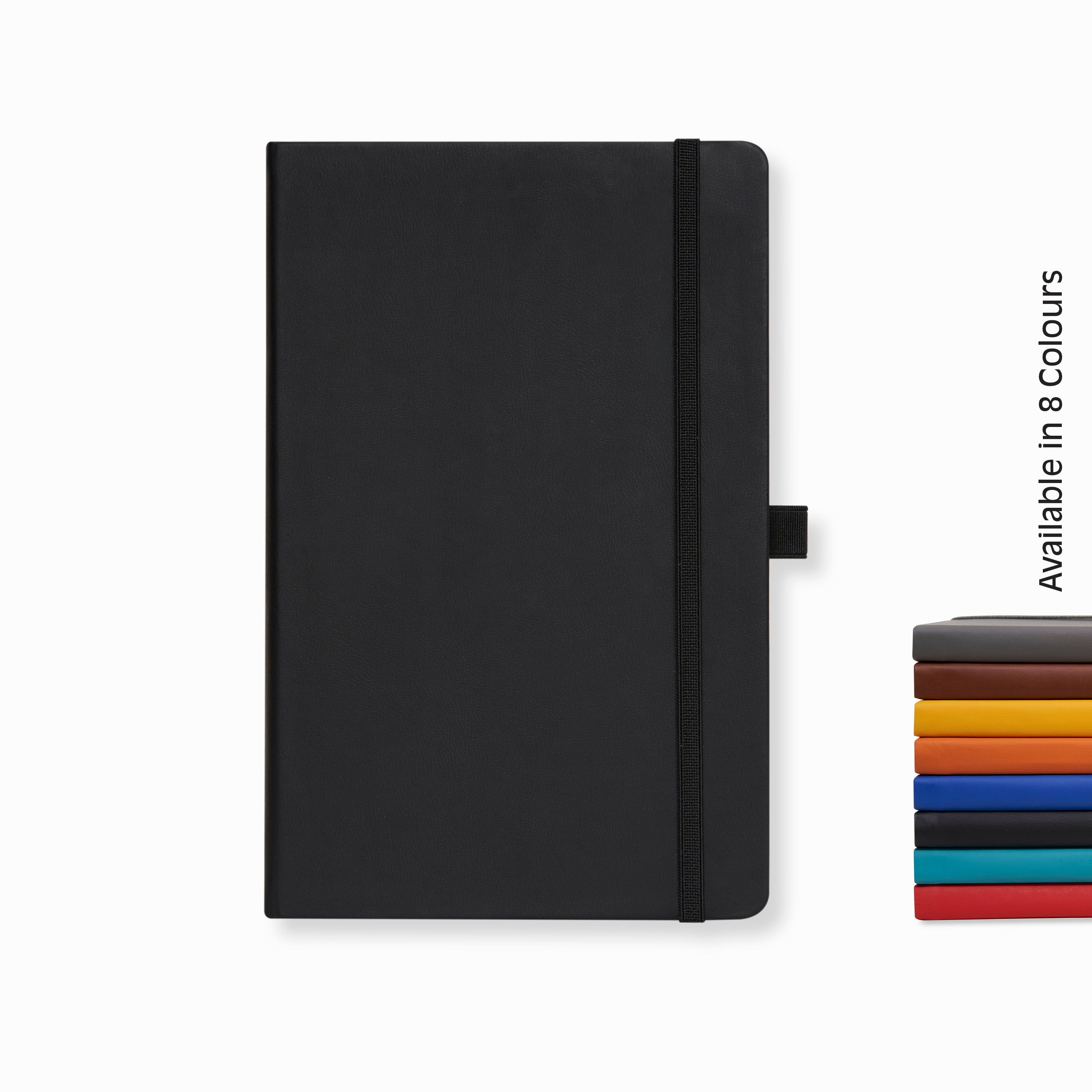 Pro Series Executive A5 PU Leather Hardbound Unruled Diary with Pen Loop - Black