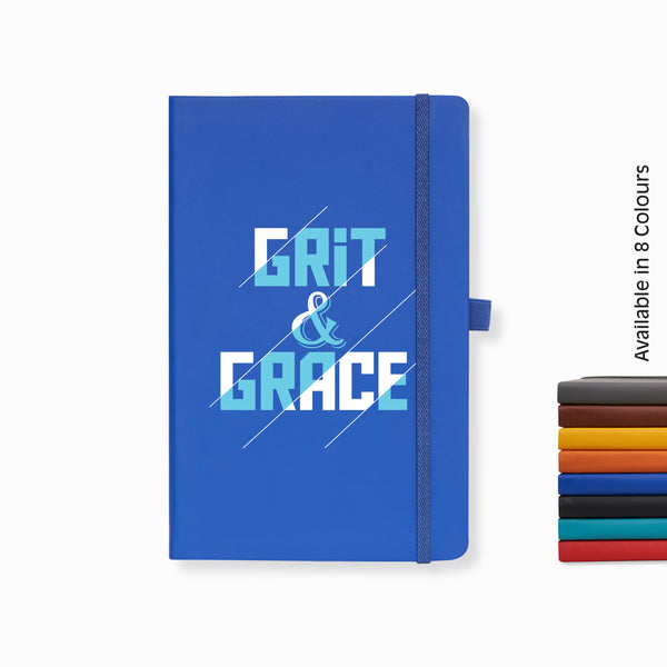 Pro Series Executive A5 PU Leather Hardbound Ruled Bright Blue Notebook with Pen Loop [Grit & Grace]
