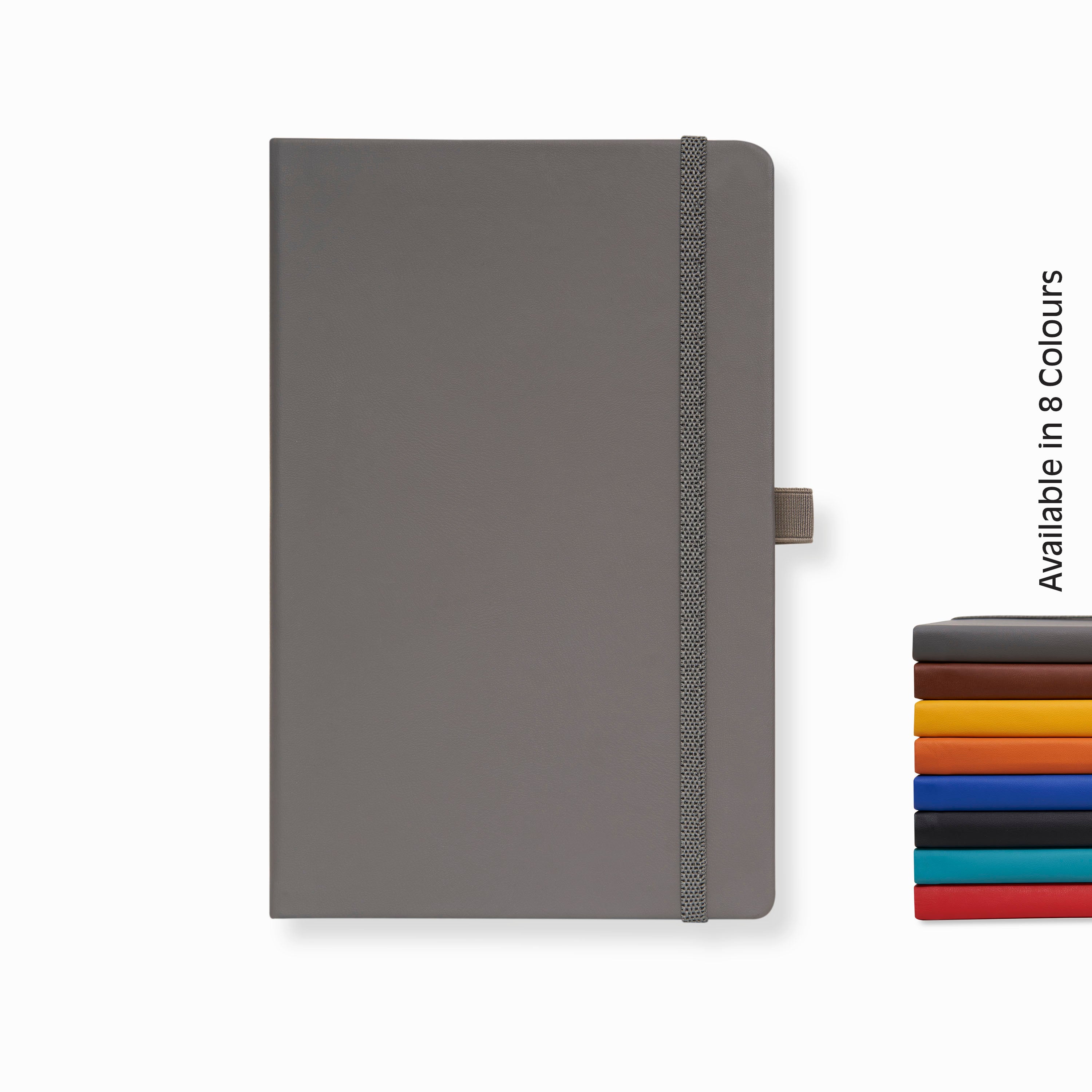 Pro Series Executive A5 PU Leather Hardbound Unruled Diary with Pen Loop - GREY