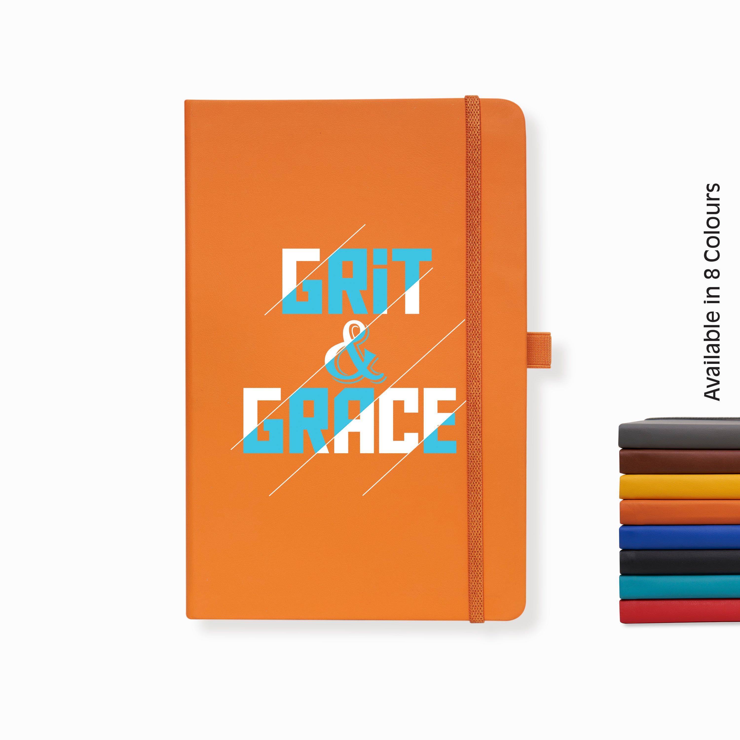 Pro Series Executive A5 PU Leather Hardbound Ruled Orange Notebook with Pen Loop [Grit & Grace]