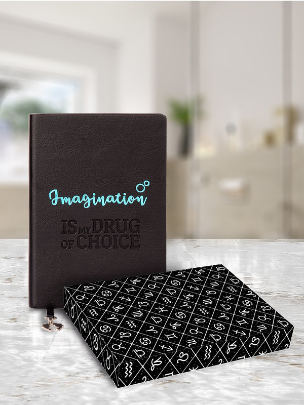 Doodle Zodiac Pisces Sign Soft Bound PU B6 Notebook with Bookmark Dangler - DoodleCollection Store