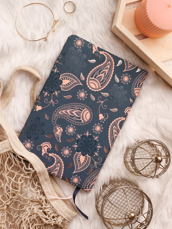 Doodle Paisley Pattern Hard Bound A5 Notebook - DoodleCollection Store