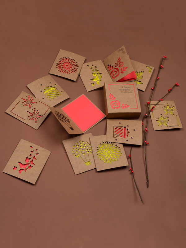 Love and Light - (Red) Set of 12 Notecard Set with Box - DoodleCollection Store